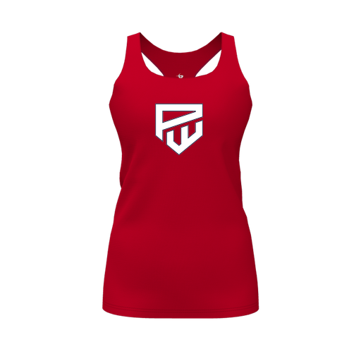 [CUS-DFW-RCBK-PER-RED-FYS-LOGO1] Racerback Tank Top (Female Youth S, Red, Logo 1)