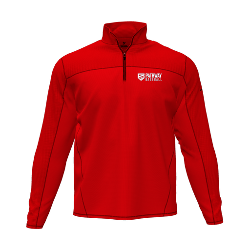 [CUS-DFW-QTRZ-PER-LSL-RED-AS-LOGO2] Quarter Zip Pullover (Adult S, Red, Logo 2)