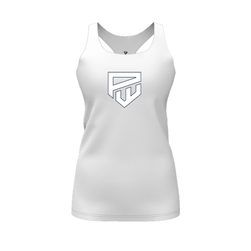 [CUS-DFW-RCBK-PER-WHT-FYS-LOGO1] Racerback Tank Top (Female Youth S, White, Logo 1)