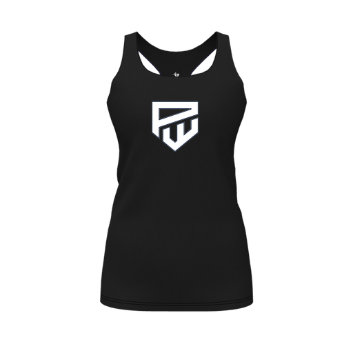 [CUS-DFW-RCBK-PER-BLK-FYS-LOGO1] Racerback Tank Top (Female Youth S, Black, Logo 1)