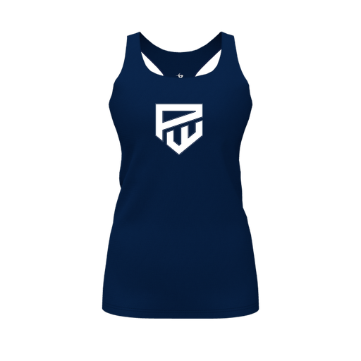 [CUS-DFW-RCBK-PER-NVY-FYS-LOGO1] Racerback Tank Top (Female Youth S, Navy, Logo 1)