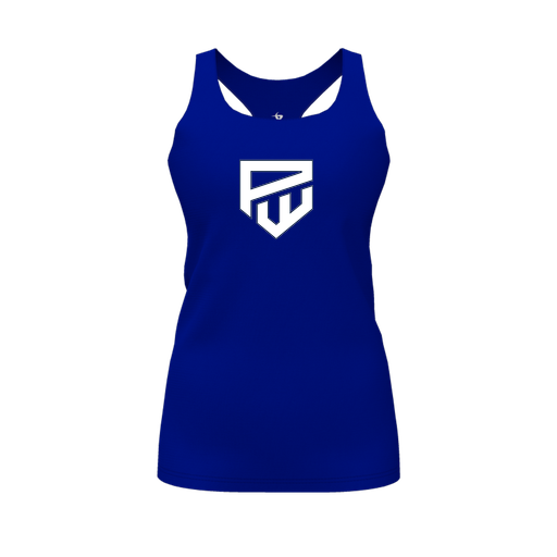 [CUS-DFW-RCBK-PER-RYL-FYS-LOGO1] Racerback Tank Top (Female Youth S, Royal, Logo 1)