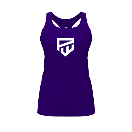 [CUS-DFW-RCBK-PER-PUR-FYS-LOGO1] Racerback Tank Top (Female Youth S, Purple, Logo 1)