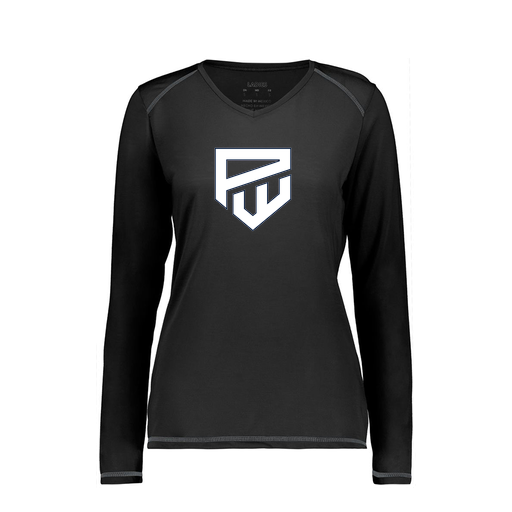 [6847.080.XS-LOGO1] Women's SoftTouch Long Sleeve (Female Adult XS, Black, Logo 1)