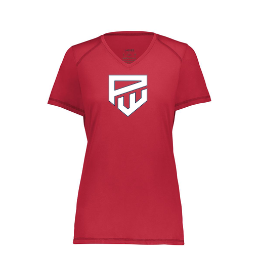 [6844.083.XS-LOGO1] Women's SoftTouch Short Sleeve (Female Adult XS, Red, Logo 1)