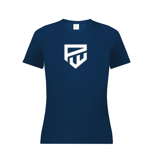 [2792.065.XS-LOGO1] Ladies Smooth Sport V-Neck T-Shirt (Female Adult XS, Navy, Logo 1)