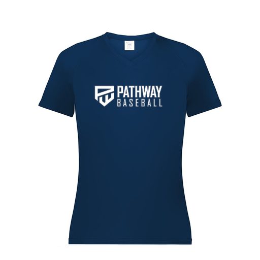 [2792.065.XS-LOGO2] Ladies Smooth Sport V-Neck T-Shirt (Female Adult XS, Navy, Logo 2)