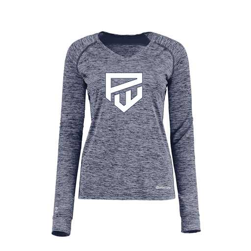 [222770.U22.XS-LOGO1] Ladies Electric Long Sleeve Shirt (Female Adult XS, Navy, Logo 1)