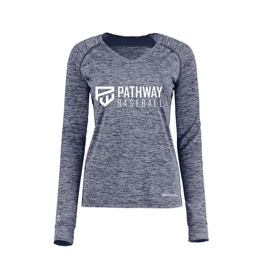 [222770.U22.XS-LOGO2] Ladies Electric Long Sleeve Shirt (Female Adult XS, Navy, Logo 2)