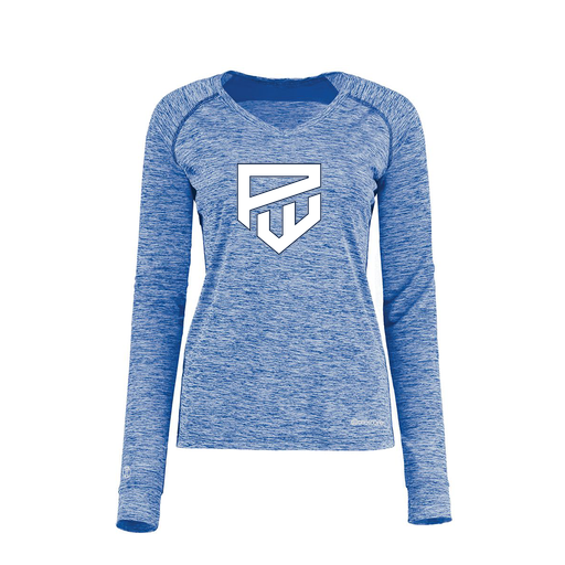 [222770.U55.XS-LOGO1] Ladies Electric Long Sleeve Shirt (Female Adult XS, Royal, Logo 1)