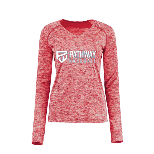 [222770.T20.XS-LOGO2] Ladies Electric Long Sleeve Shirt (Female Adult XS, Red, Logo 2)