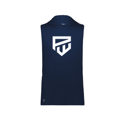 [222590.065.XS-LOGO1] Men's CoolDry Sleeveless Hoodie (Adult XS, Navy, Logo 1)