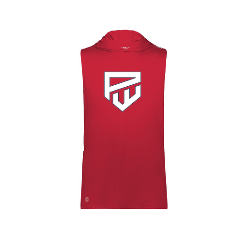 [222590.083.XS-LOGO1] Men's CoolDry Sleeveless Hoodie (Adult XS, Red, Logo 1)