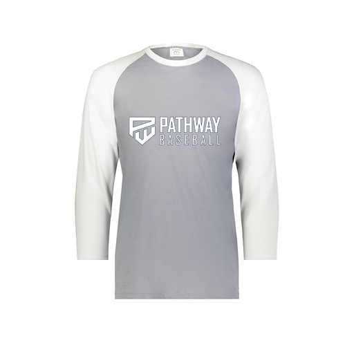 [6879.74S.S-LOGO2] Men's Vintage 3/4 Sleeve T-Shirt (Adult S, White, Logo 2)