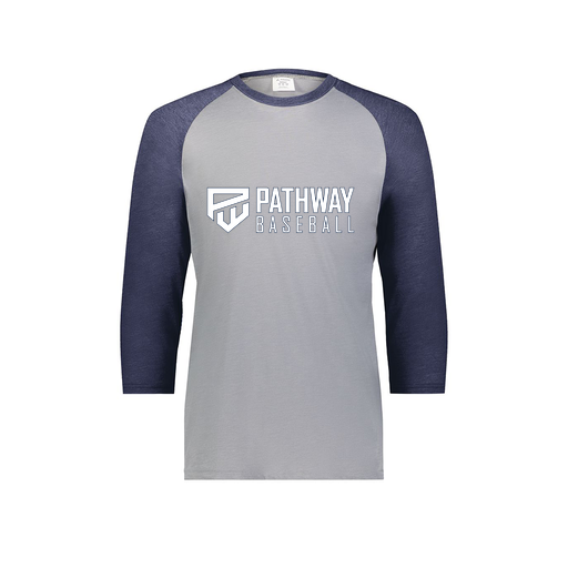 [6879.29V.S-LOGO2] Men's Vintage 3/4 Sleeve T-Shirt (Adult S, Navy, Logo 2)
