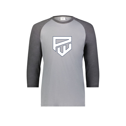 [6879.30V.S-LOGO1] Men's Vintage 3/4 Sleeve T-Shirt (Adult S, Gray, Logo 1)