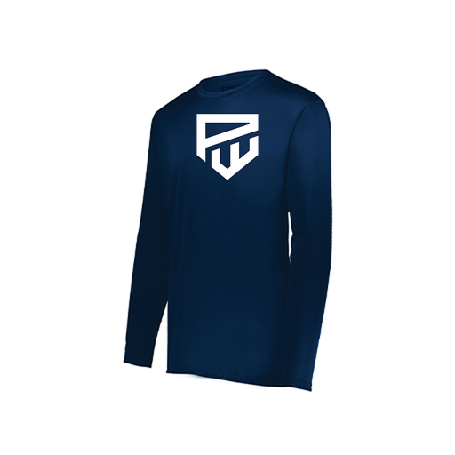 [222823.065.S-LOGO1] Youth LS Smooth Sport Shirt (Youth S, Navy, Logo 1)