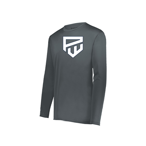 [222823.059.S-LOGO1] Youth LS Smooth Sport Shirt (Youth S, Gray, Logo 1)