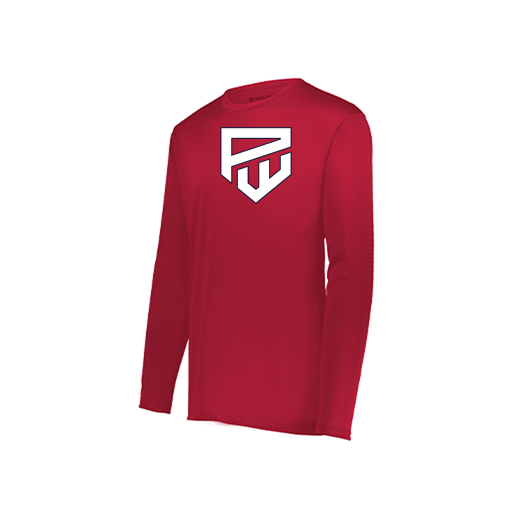 [222823.083.S-LOGO1] Youth LS Smooth Sport Shirt (Youth S, Red, Logo 1)
