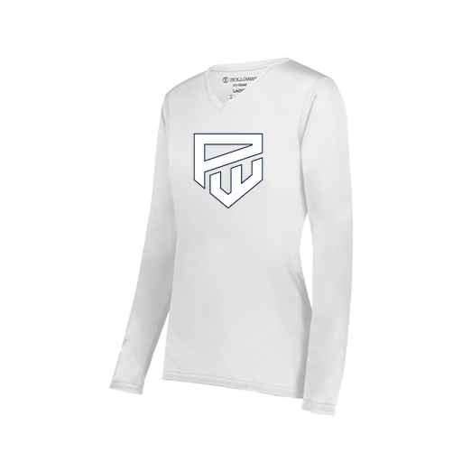 [222824.005.S-LOGO1] Ladies LS Smooth Sport Shirt (Female Adult S, White, Logo 1)