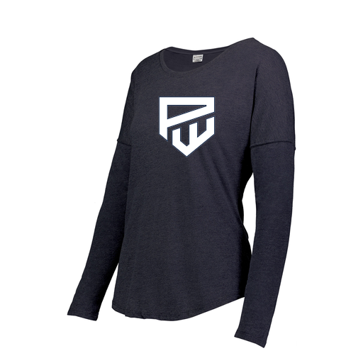 [3077.72N.XS-LOGO1] Ladies LS Ultra-blend T-Shirt (Female Adult XS, Navy, Logo 1)