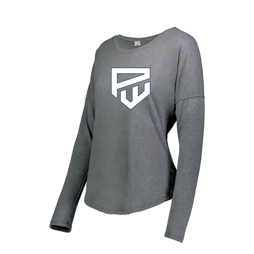 [3077.013.XS-LOGO1] Ladies LS Ultra-blend T-Shirt (Female Adult XS, Gray, Logo 1)